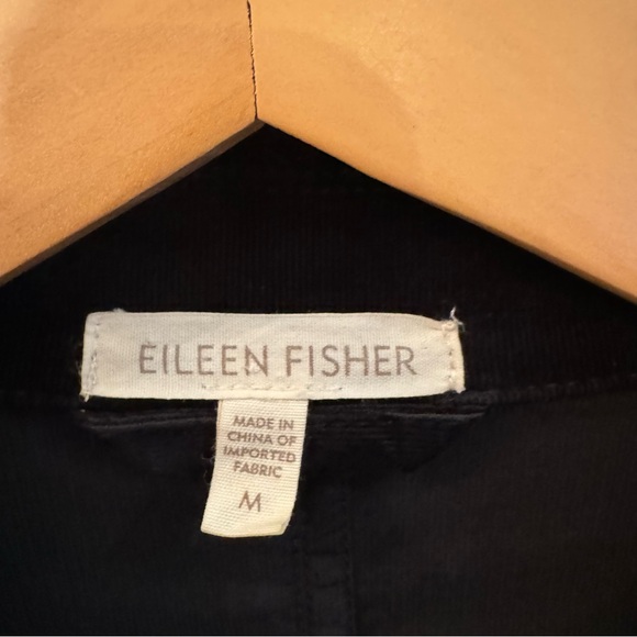 🦋Eileen Fisher Cotton Fine Corduroy Black Double Breasted Belted Jacket🦋 - Picture 5 of 11